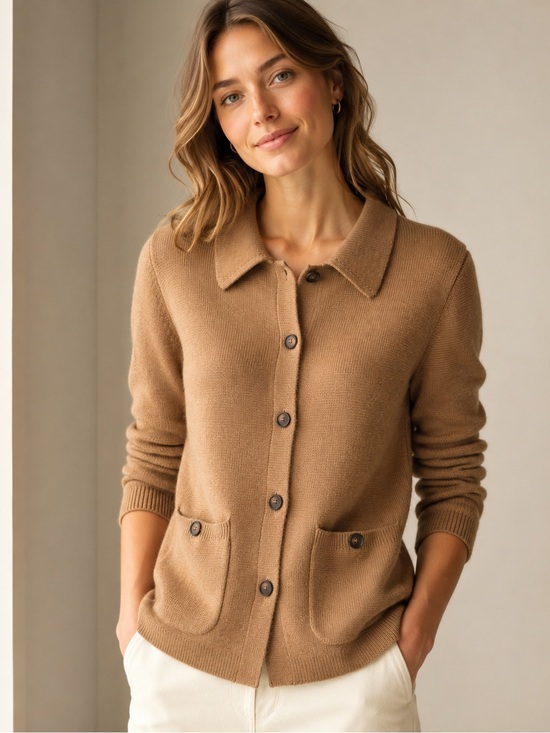 Boden Jackets & Blazers - Boden Emily Wool Blend Camel Brown Knit Button-Up Jacket Cardigan size 18
